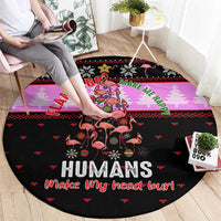 Flamingo Make Me Happy Christmas Round Carpet Funny Xmas Holiday Patterns - Wonder Print Shop