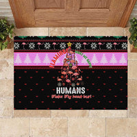 Flamingo Make Me Happy Christmas Rubber Doormat Funny Xmas Holiday Patterns - Wonder Print Shop