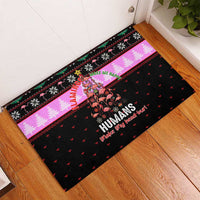 Flamingo Make Me Happy Christmas Rubber Doormat Funny Xmas Holiday Patterns - Wonder Print Shop