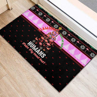 Flamingo Make Me Happy Christmas Rubber Doormat Funny Xmas Holiday Patterns - Wonder Print Shop
