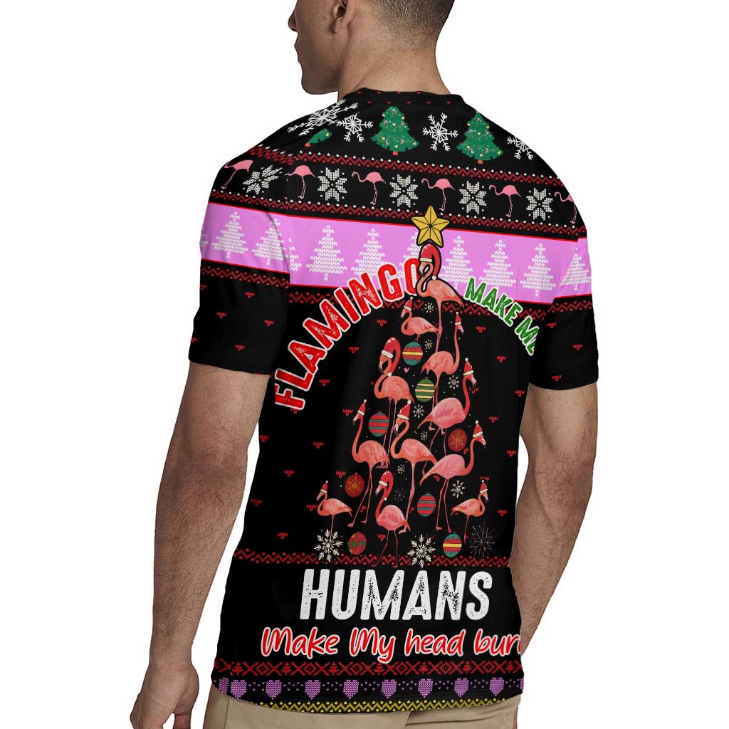 Flamingo Make Me Happy Christmas Rugby Jersey Funny Xmas Holiday Patterns - Wonder Print Shop