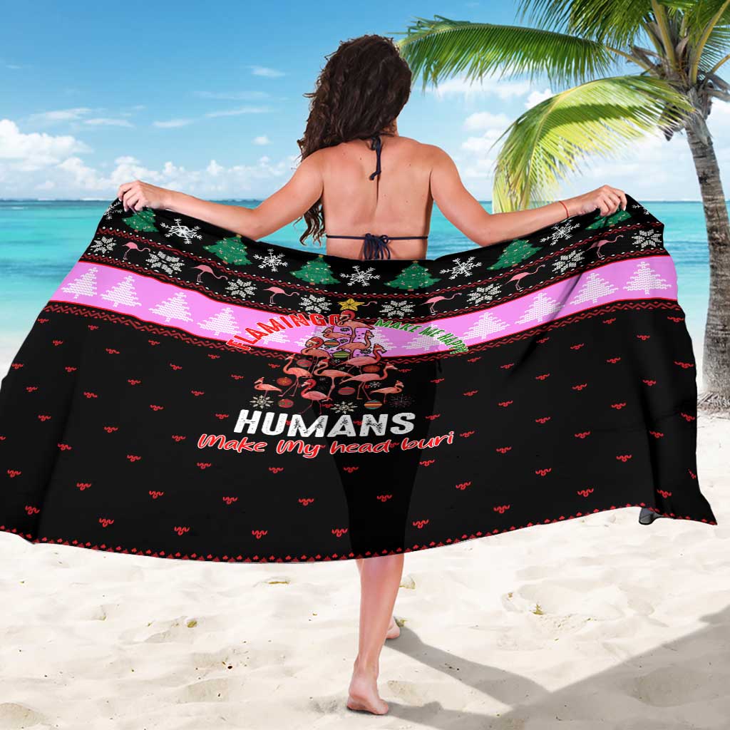 Flamingo Make Me Happy Christmas Sarong Funny Xmas Holiday Patterns - Wonder Print Shop