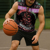 Flamingo Make Me Happy Christmas Sleeveless Hoodie Funny Xmas Holiday Patterns - Wonder Print Shop