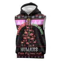 Flamingo Make Me Happy Christmas Sleeveless Zip Hoodie Funny Xmas Holiday Patterns - Wonder Print Shop