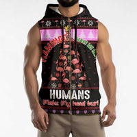 Flamingo Make Me Happy Christmas Sleeveless Zip Hoodie Funny Xmas Holiday Patterns - Wonder Print Shop