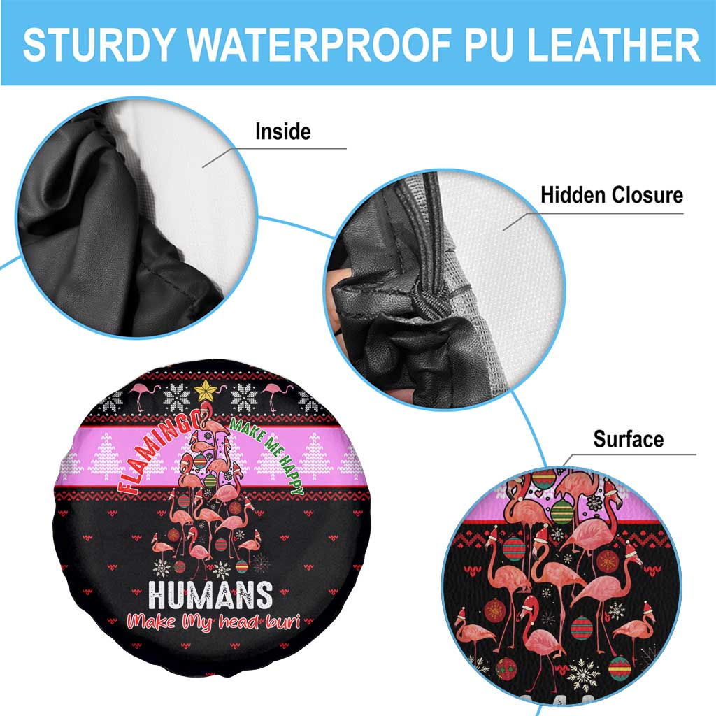 Flamingo Make Me Happy Christmas Spare Tire Cover Funny Xmas Holiday Patterns - Wonder Print Shop