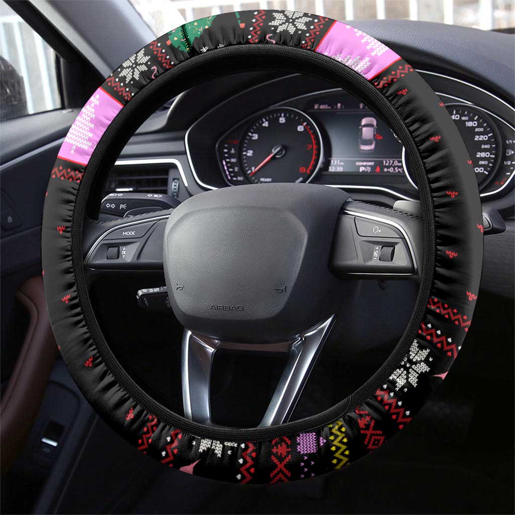 Flamingo Make Me Happy Christmas Steering Wheel Cover Funny Xmas Holiday Patterns - Wonder Print Shop