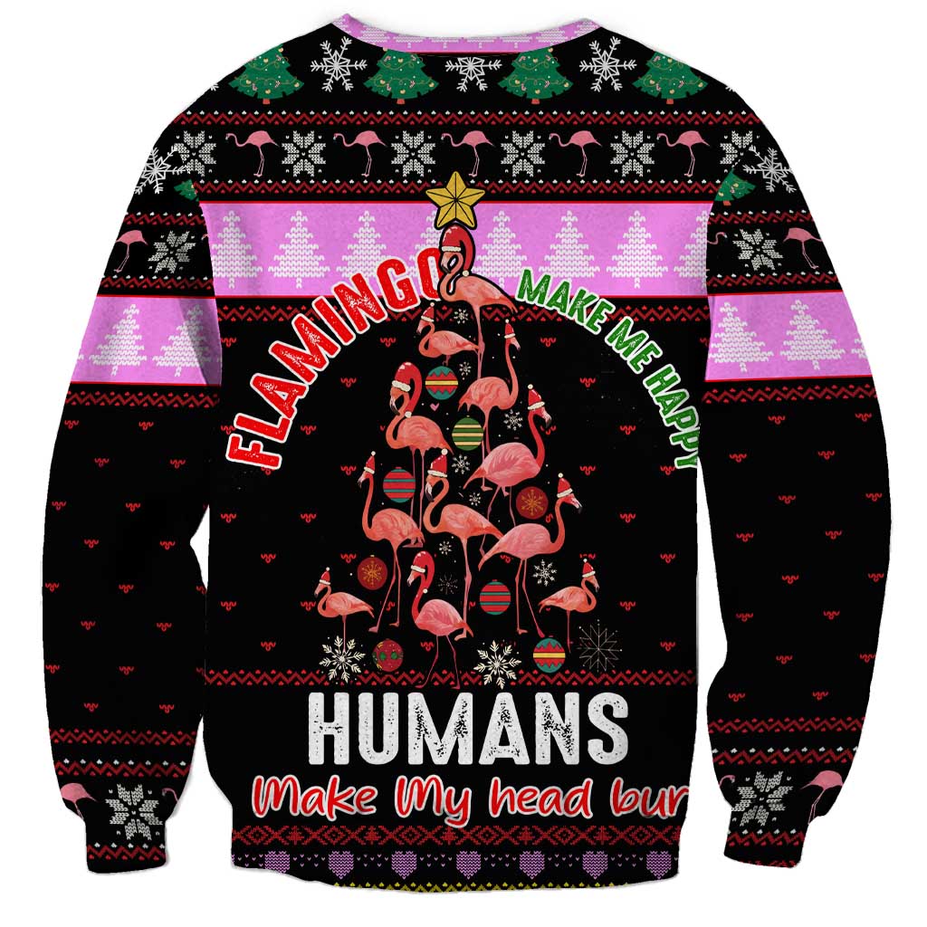 Flamingo Make Me Happy Christmas Sweatshirt Funny Xmas Holiday Patterns - Wonder Print Shop