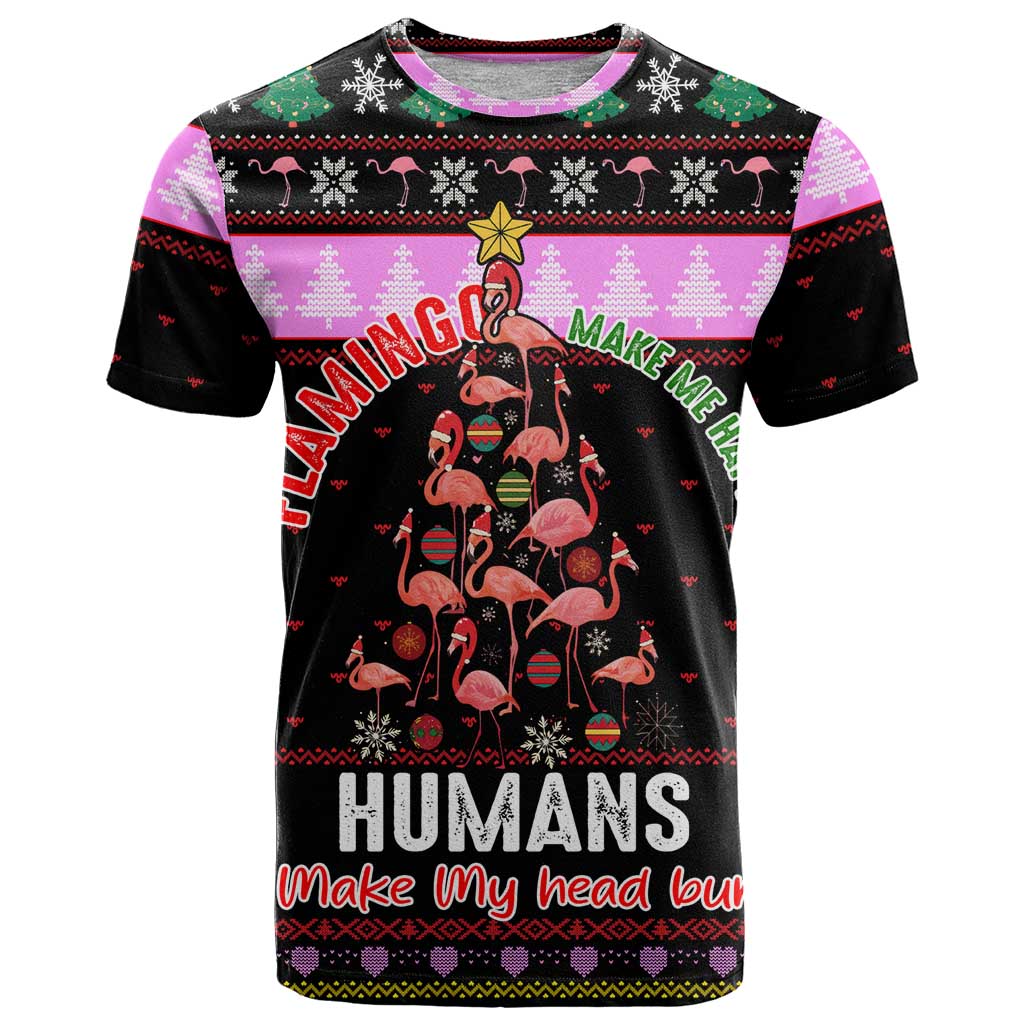 Flamingo Make Me Happy Christmas T Shirt Funny Xmas Holiday Patterns - Wonder Print Shop