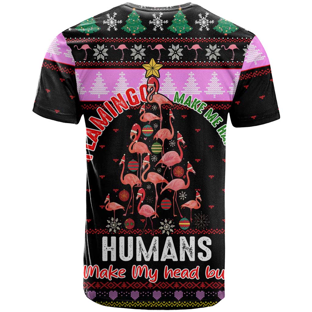 Flamingo Make Me Happy Christmas T Shirt Funny Xmas Holiday Patterns - Wonder Print Shop