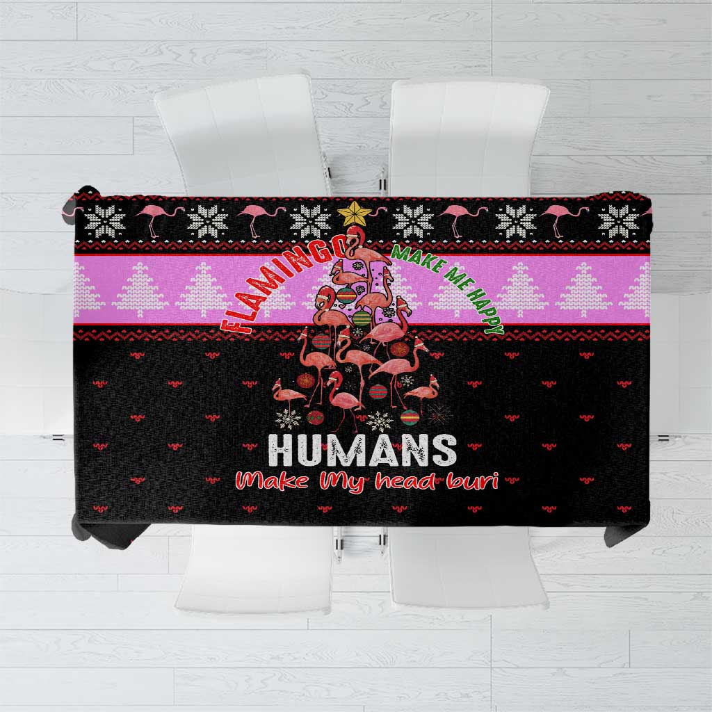 Flamingo Make Me Happy Christmas Tablecloth Funny Xmas Holiday Patterns - Wonder Print Shop