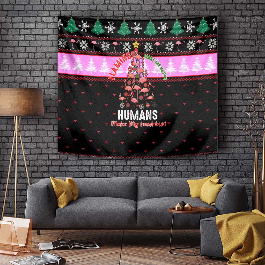 Flamingo Make Me Happy Christmas Tapestry Funny Xmas Holiday Patterns - Wonder Print Shop