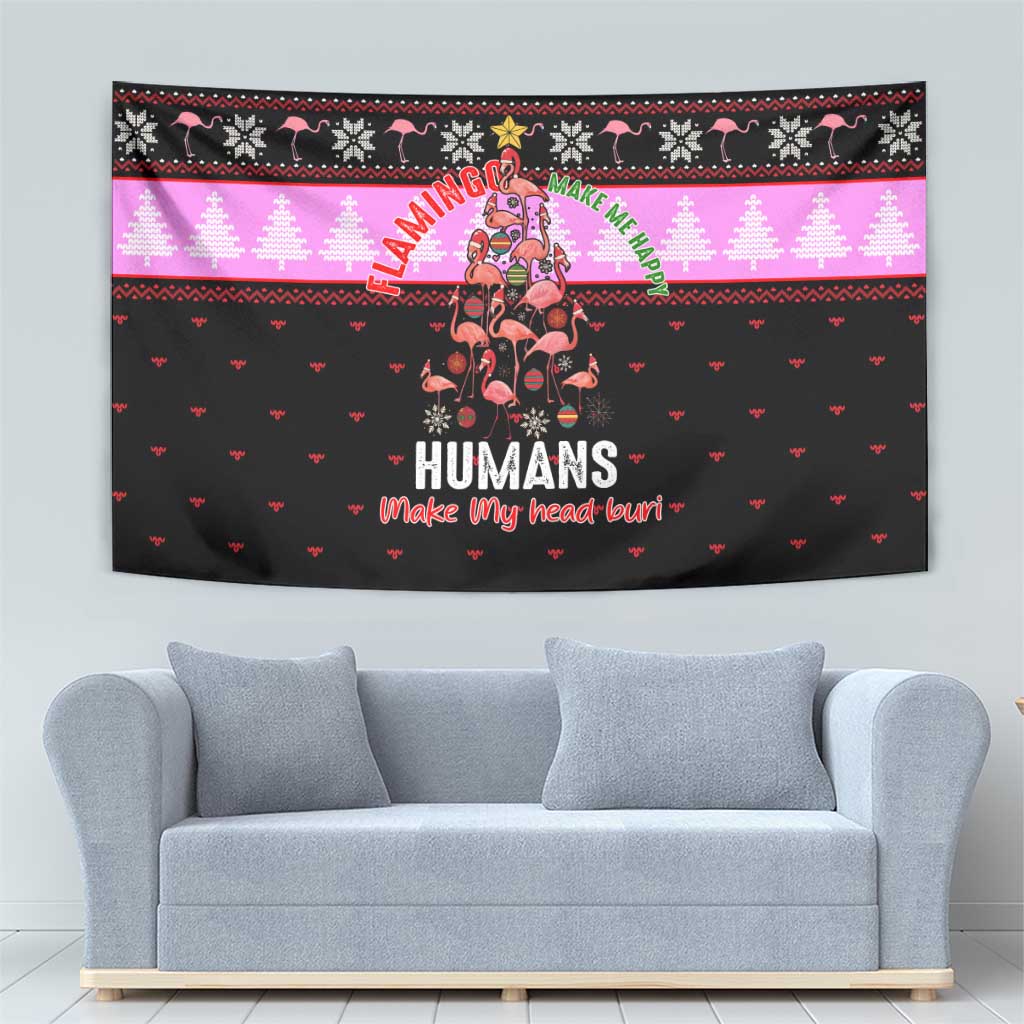 Flamingo Make Me Happy Christmas Tapestry Funny Xmas Holiday Patterns - Wonder Print Shop