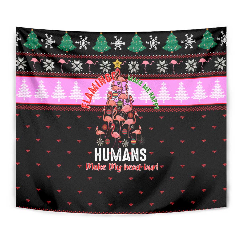 Flamingo Make Me Happy Christmas Tapestry Funny Xmas Holiday Patterns - Wonder Print Shop