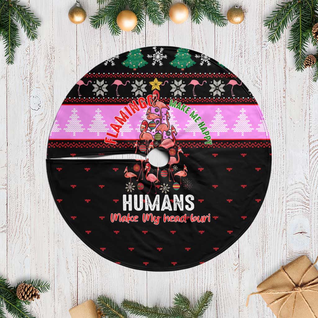 Flamingo Make Me Happy Christmas Tree Skirt Funny Xmas Holiday Patterns - Wonder Print Shop
