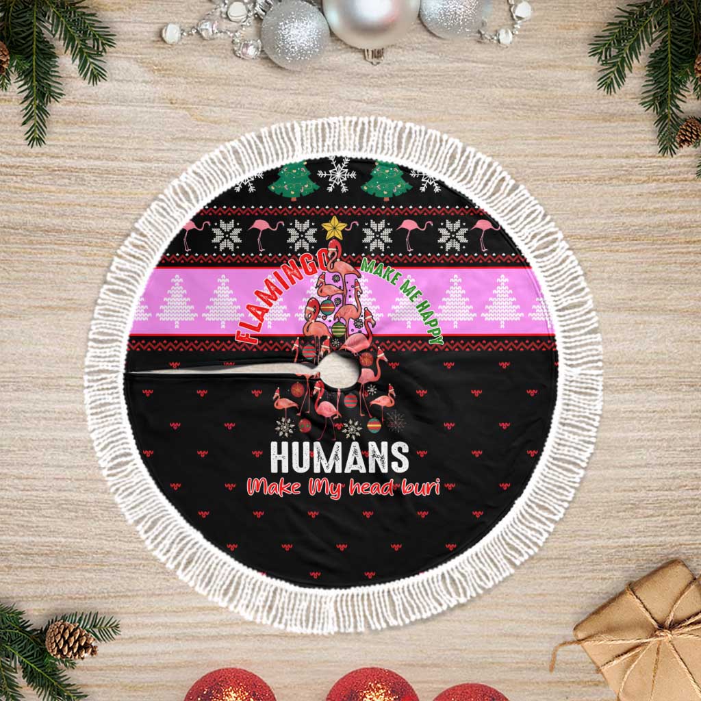 Flamingo Make Me Happy Christmas Tree Skirt Funny Xmas Holiday Patterns - Wonder Print Shop