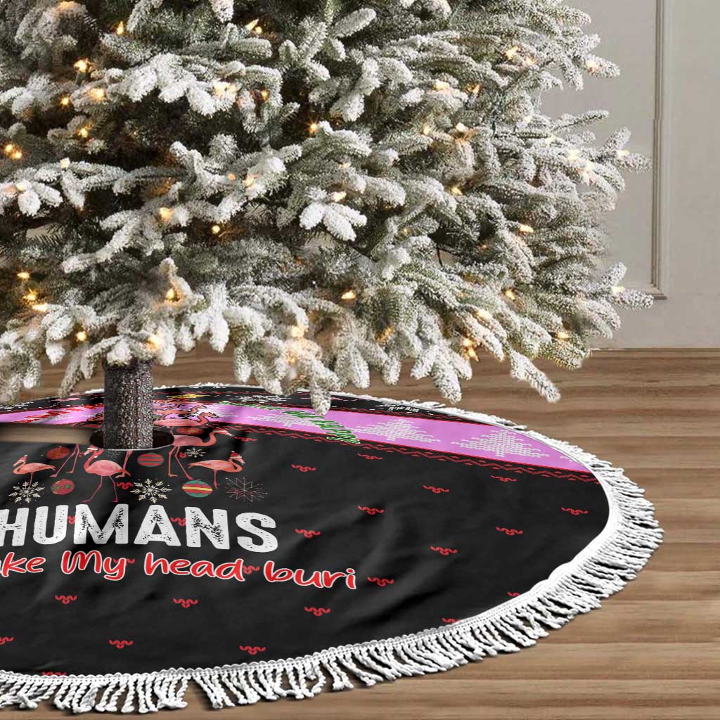 Flamingo Make Me Happy Christmas Tree Skirt Funny Xmas Holiday Patterns - Wonder Print Shop