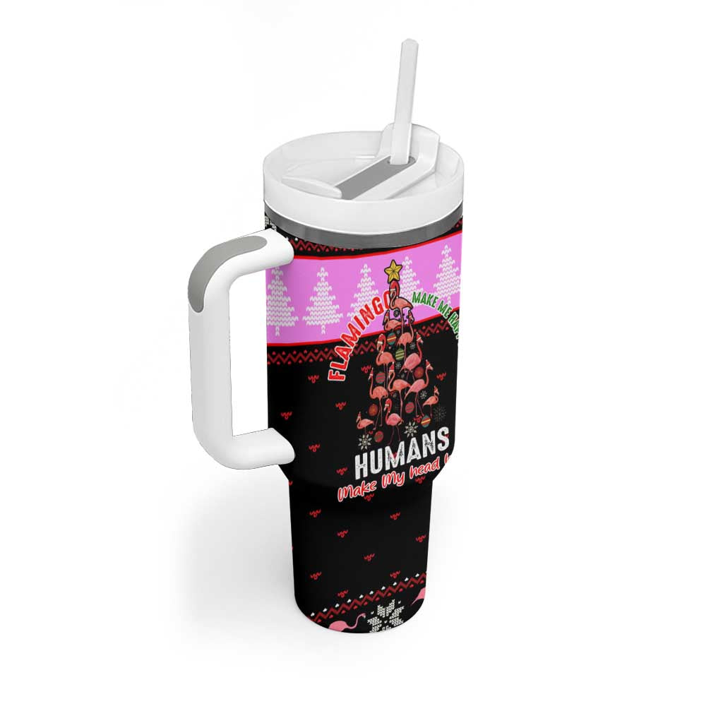 Flamingo Make Me Happy Christmas Tumbler With Handle Funny Xmas Holiday Patterns - Wonder Print Shop