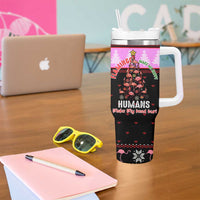 Flamingo Make Me Happy Christmas Tumbler With Handle Funny Xmas Holiday Patterns - Wonder Print Shop