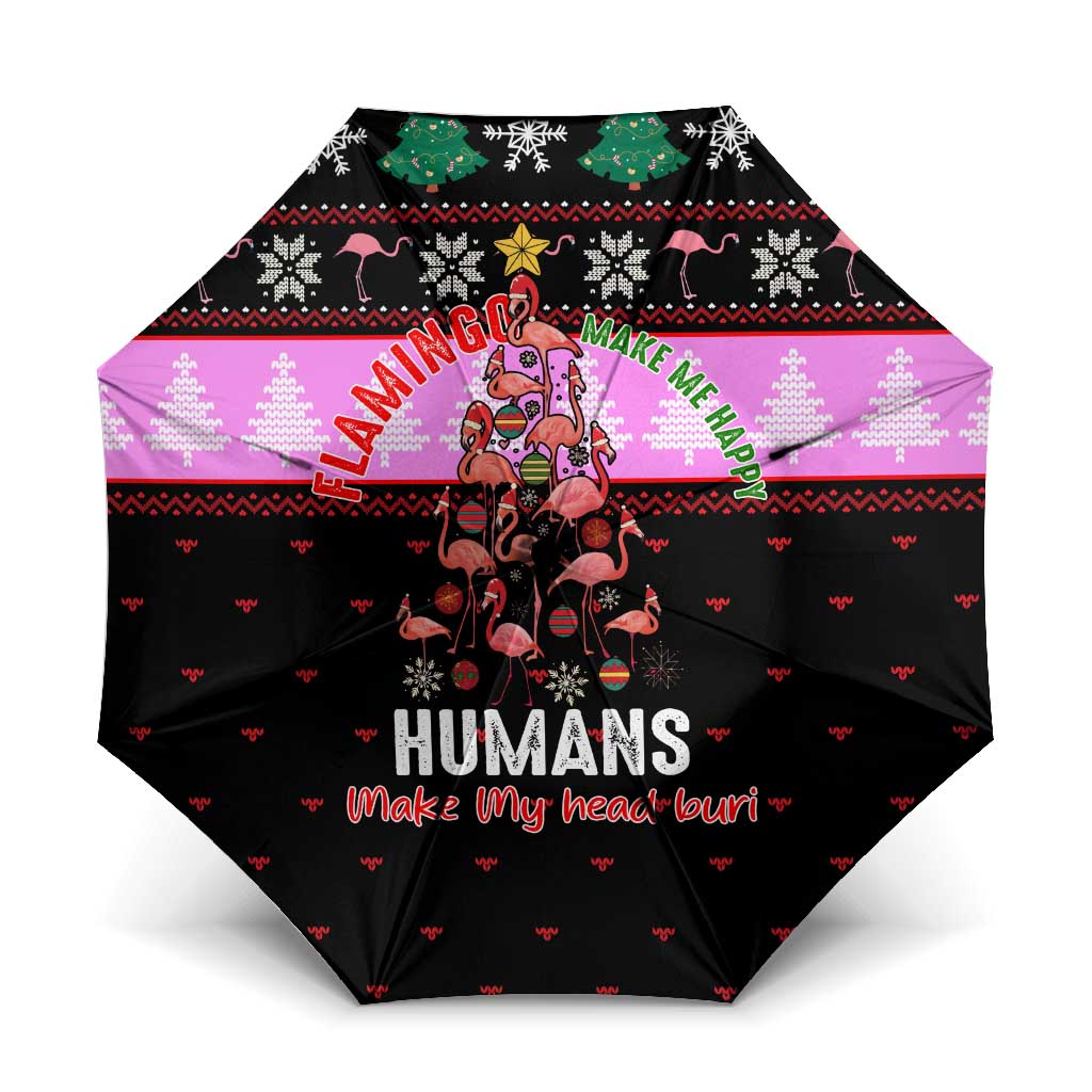 Flamingo Make Me Happy Christmas Umbrella Funny Xmas Holiday Patterns - Wonder Print Shop