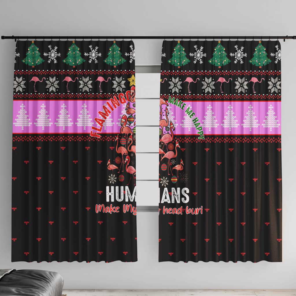 Flamingo Make Me Happy Christmas Window Curtain Funny Xmas Holiday Patterns - Wonder Print Shop