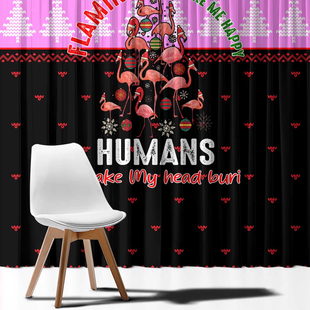 Flamingo Make Me Happy Christmas Window Curtain Funny Xmas Holiday Patterns - Wonder Print Shop