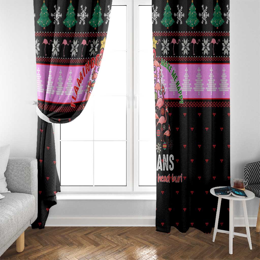 Flamingo Make Me Happy Christmas Window Curtain Funny Xmas Holiday Patterns - Wonder Print Shop