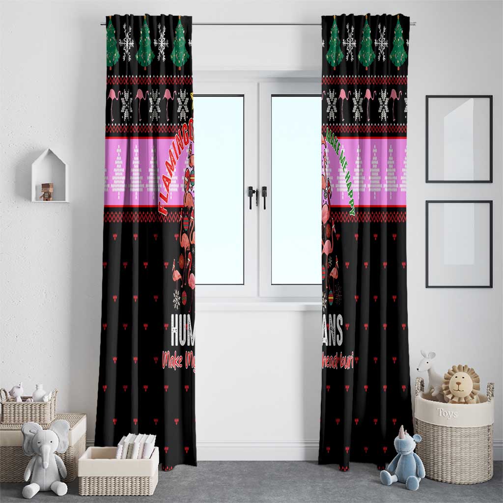 Flamingo Make Me Happy Christmas Window Curtain Funny Xmas Holiday Patterns - Wonder Print Shop