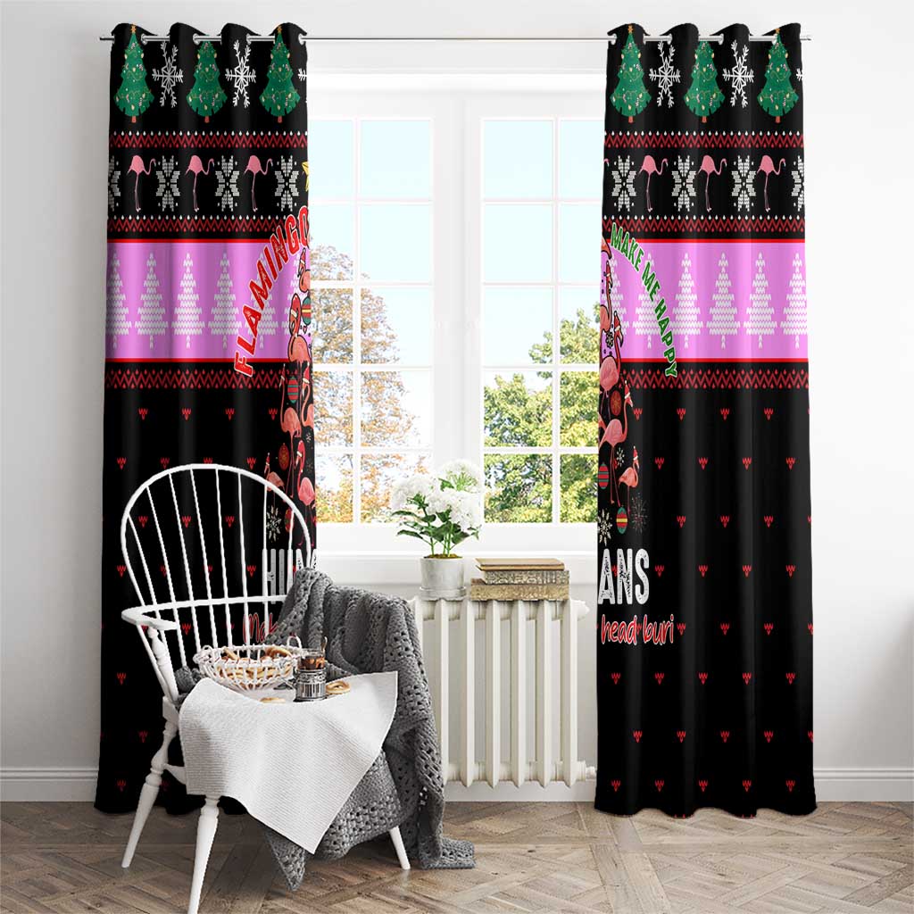 Flamingo Make Me Happy Christmas Window Curtain Funny Xmas Holiday Patterns - Wonder Print Shop