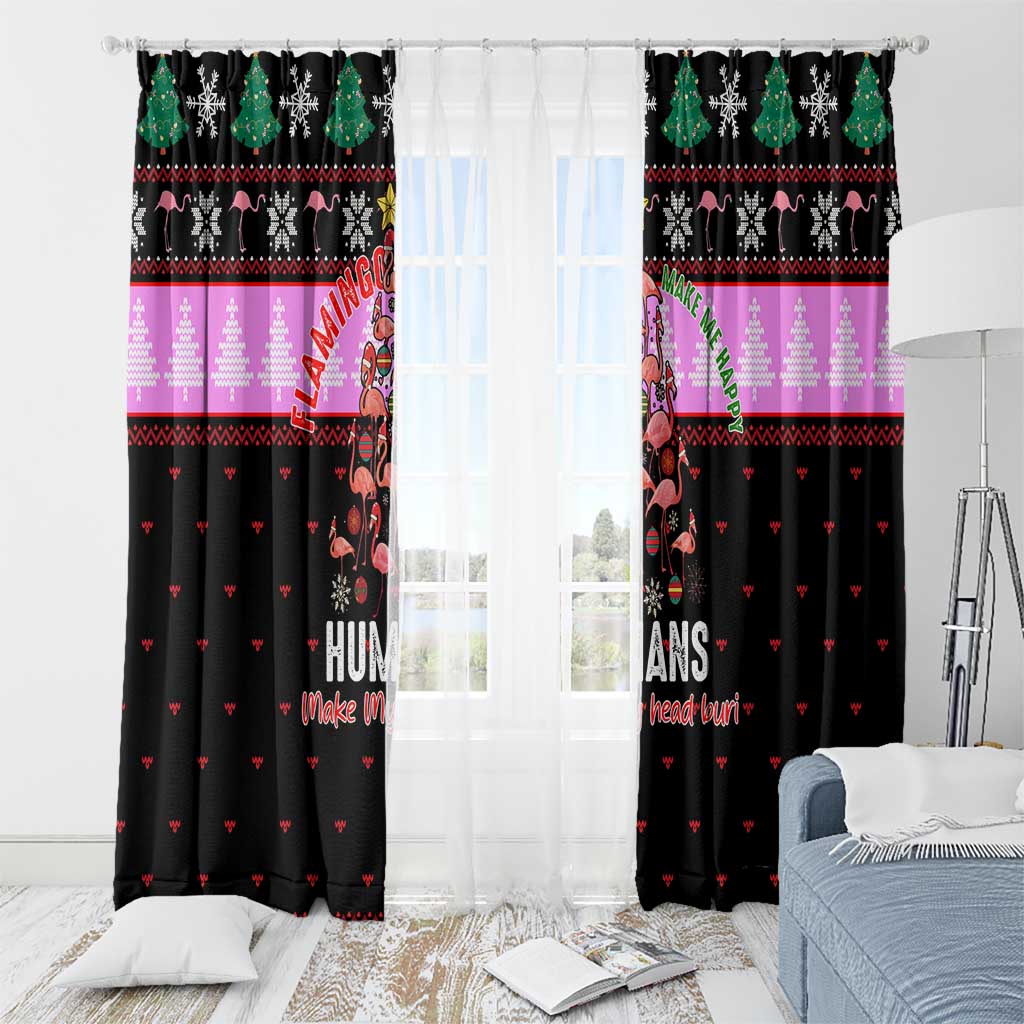 Flamingo Make Me Happy Christmas Window Curtain Funny Xmas Holiday Patterns - Wonder Print Shop