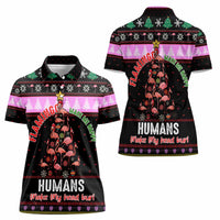Flamingo Make Me Happy Christmas Women Polo Shirt Funny Xmas Holiday Patterns - Wonder Print Shop