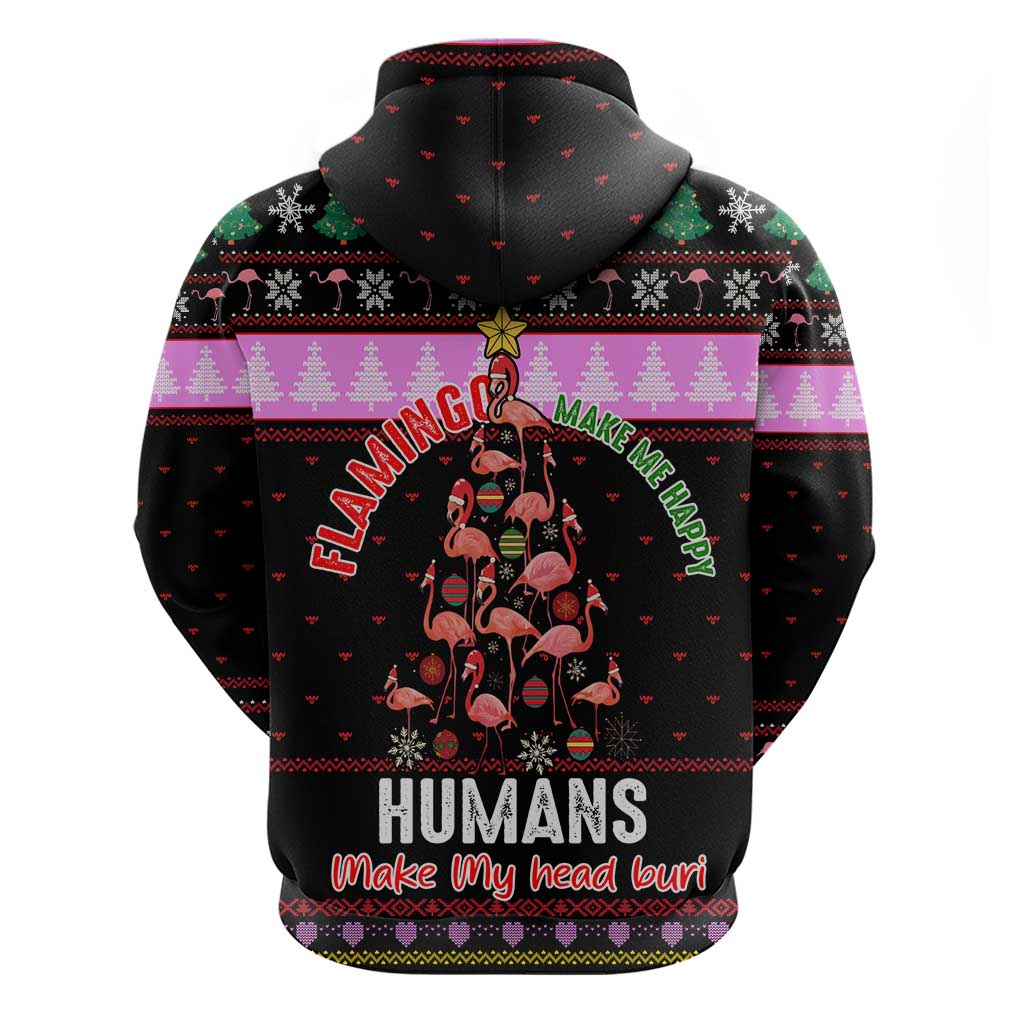 Flamingo Make Me Happy Christmas Zip Hoodie Funny Xmas Holiday Patterns - Wonder Print Shop