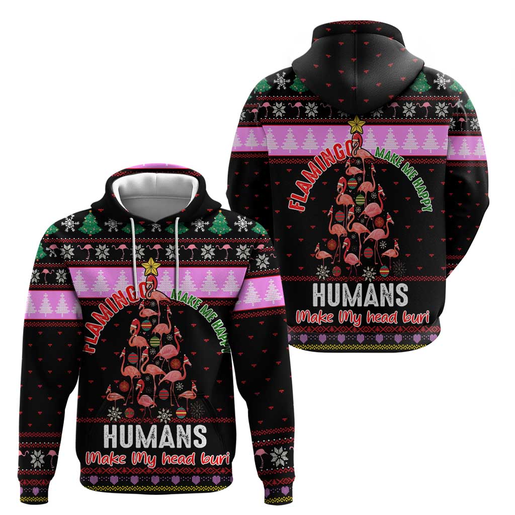 Flamingo Make Me Happy Christmas Zip Hoodie Funny Xmas Holiday Patterns - Wonder Print Shop