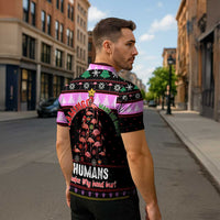 Flamingo Make Me Happy Christmas Zipper Polo Shirt Funny Xmas Holiday Patterns - Wonder Print Shop