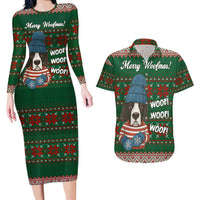 Great Dane Woofmas Christmas Couples Matching Long Sleeve Bodycon Dress and Hawaiian Shirt Funny Xmas Holiday Patterns - Wonder Print Shop