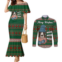 Great Dane Woofmas Christmas Couples Matching Mermaid Dress and Long Sleeve Button Shirt Funny Xmas Holiday Patterns - Wonder Print Shop