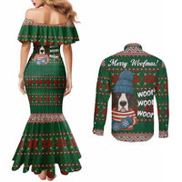 Great Dane Woofmas Christmas Couples Matching Mermaid Dress and Long Sleeve Button Shirt Funny Xmas Holiday Patterns - Wonder Print Shop