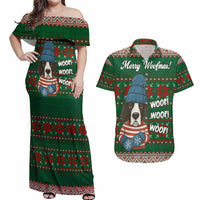 Great Dane Woofmas Christmas Couples Matching Off Shoulder Maxi Dress and Hawaiian Shirt Funny Xmas Holiday Patterns - Wonder Print Shop