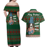 Great Dane Woofmas Christmas Couples Matching Off Shoulder Maxi Dress and Hawaiian Shirt Funny Xmas Holiday Patterns - Wonder Print Shop