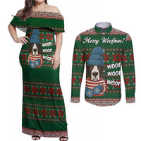 Great Dane Woofmas Christmas Couples Matching Off Shoulder Maxi Dress and Long Sleeve Button Shirt Funny Xmas Holiday Patterns - Wonder Print Shop