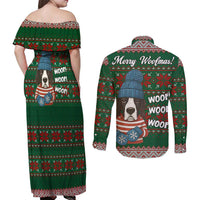 Great Dane Woofmas Christmas Couples Matching Off Shoulder Maxi Dress and Long Sleeve Button Shirt Funny Xmas Holiday Patterns - Wonder Print Shop