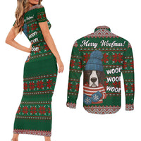 Great Dane Woofmas Christmas Couples Matching Short Sleeve Bodycon Dress and Long Sleeve Button Shirt Funny Xmas Holiday Patterns - Wonder Print Shop