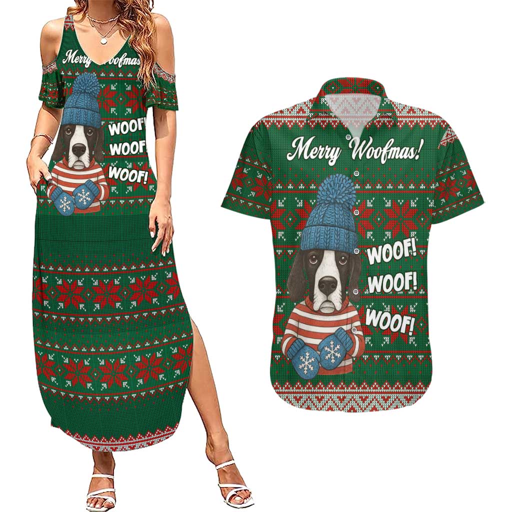 Great Dane Woofmas Christmas Couples Matching Summer Maxi Dress and Hawaiian Shirt Funny Xmas Holiday Patterns - Wonder Print Shop
