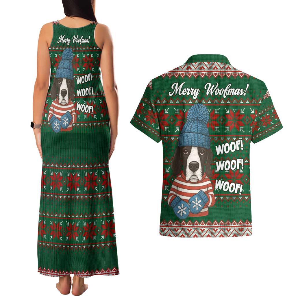 Great Dane Woofmas Christmas Couples Matching Tank Maxi Dress and Hawaiian Shirt Funny Xmas Holiday Patterns - Wonder Print Shop