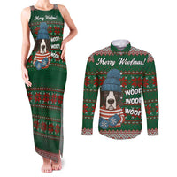 Great Dane Woofmas Christmas Couples Matching Tank Maxi Dress and Long Sleeve Button Shirt Funny Xmas Holiday Patterns - Wonder Print Shop