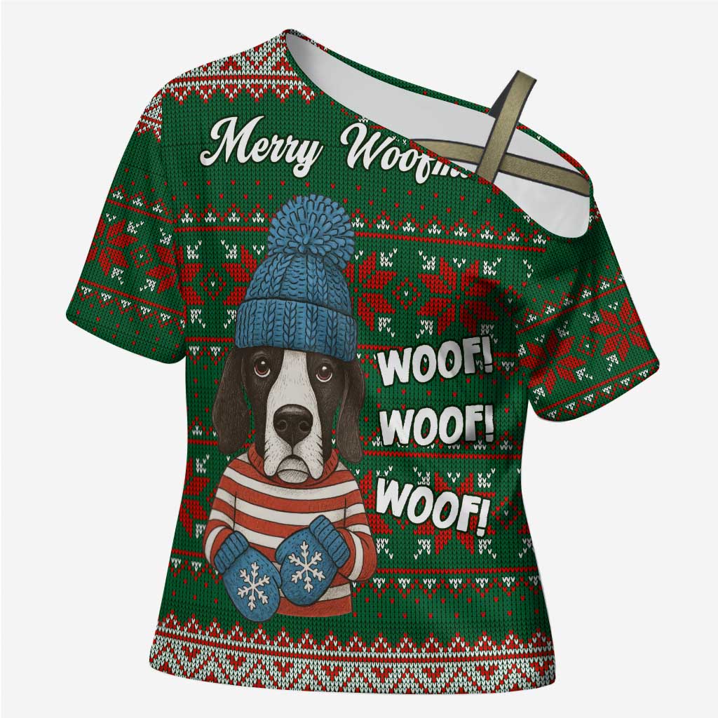 Great Dane Woofmas Christmas Cross Shoulder Shirt Funny Xmas Holiday Patterns - Wonder Print Shop