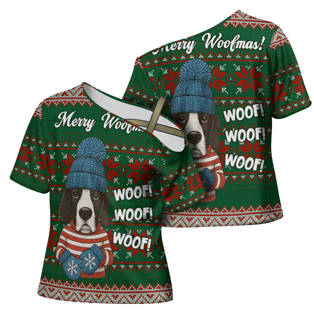 Great Dane Woofmas Christmas Cross Shoulder Shirt Funny Xmas Holiday Patterns - Wonder Print Shop