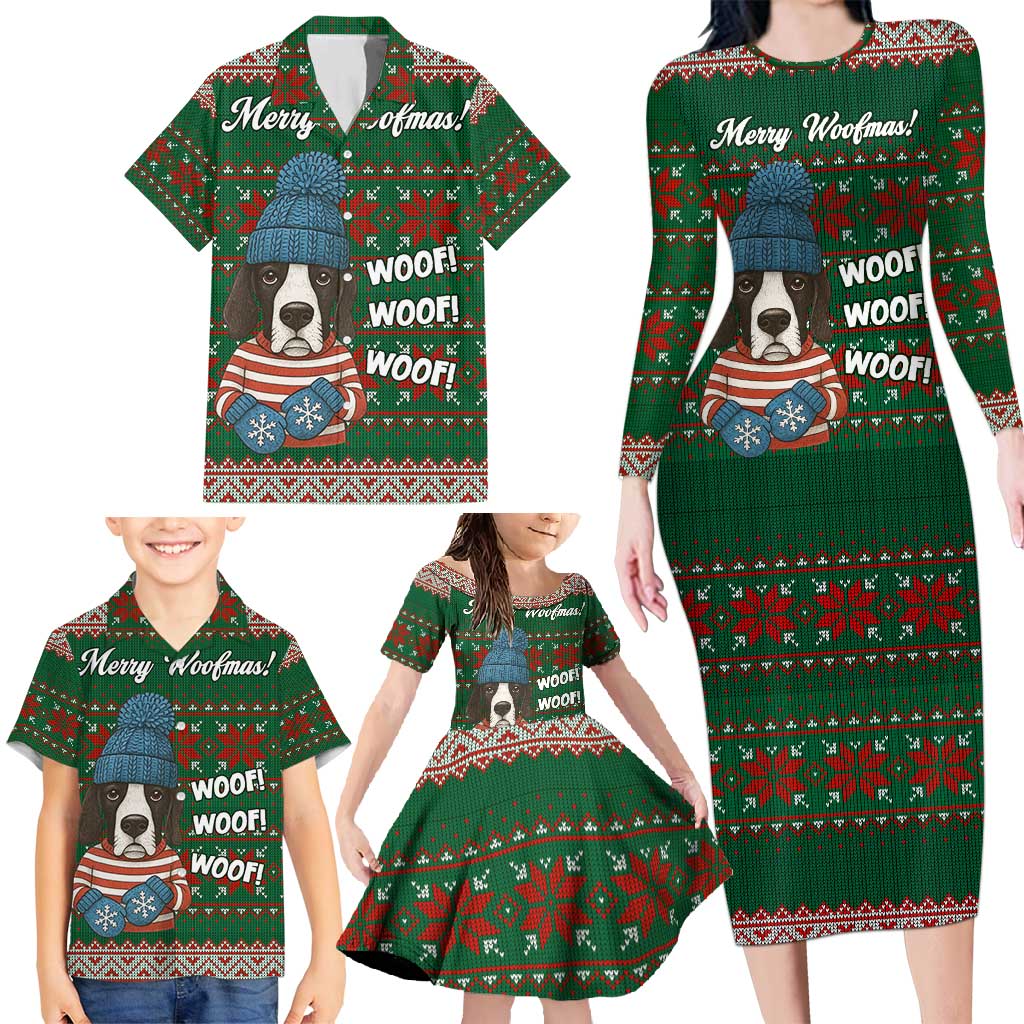 Great Dane Woofmas Christmas Family Matching Long Sleeve Bodycon Dress and Hawaiian Shirt Funny Xmas Holiday Patterns - Wonder Print Shop