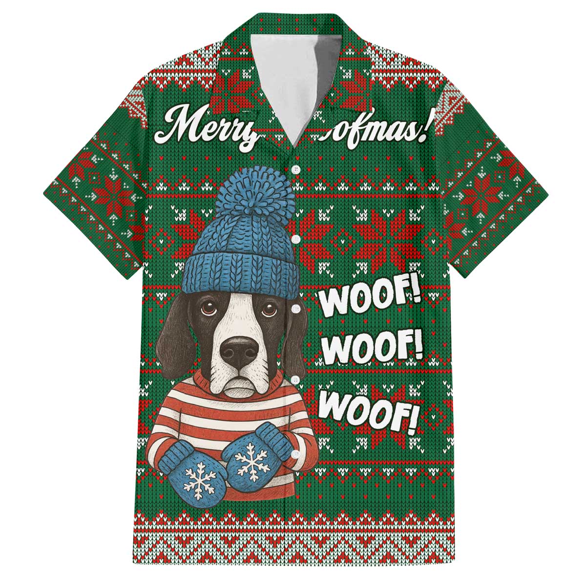 Great Dane Woofmas Christmas Family Matching Off The Shoulder Long Sleeve Dress and Hawaiian Shirt Funny Xmas Holiday Patterns - Wonder Print Shop