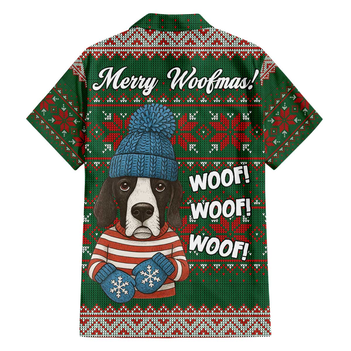 Great Dane Woofmas Christmas Family Matching Off The Shoulder Long Sleeve Dress and Hawaiian Shirt Funny Xmas Holiday Patterns - Wonder Print Shop